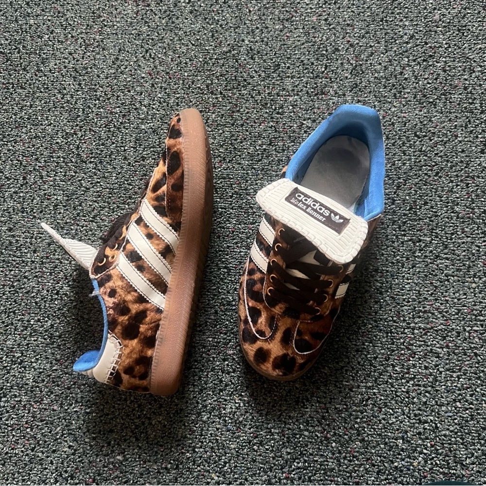 WALES BONNER X ADIDAS Pony Hair Leopard & Blue Interior Samba Shoe Sneakers Sz 8 - Picture 13 of 16